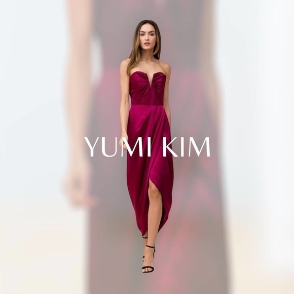 YUMI Kim Bombshell Silk Strapless Maxi Dress in Burgundy Size XS Wedding Season - Picture 1 of 13
